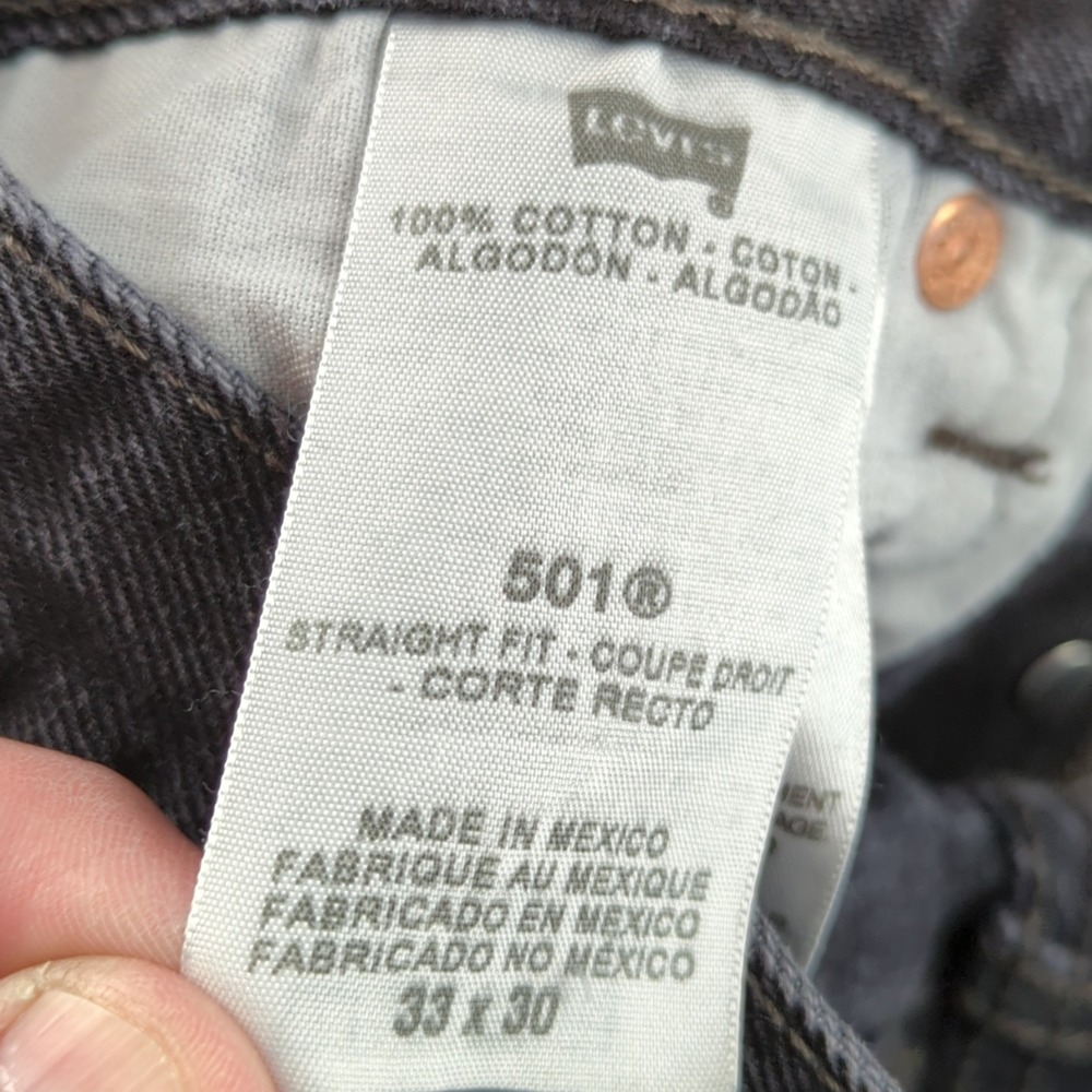 Vintage Levis 501 Jeans Mens 33 (Fits 30x28) Black Faded Straight Grunge Y2K - Picture 6 of 12
